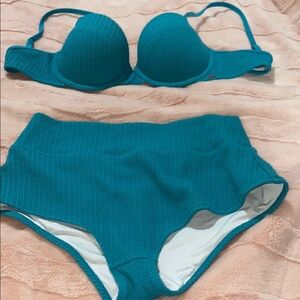 Teal High-Waisted Bikini Set